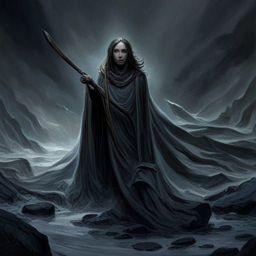 Onyx Horror Scene as Dark Engraving