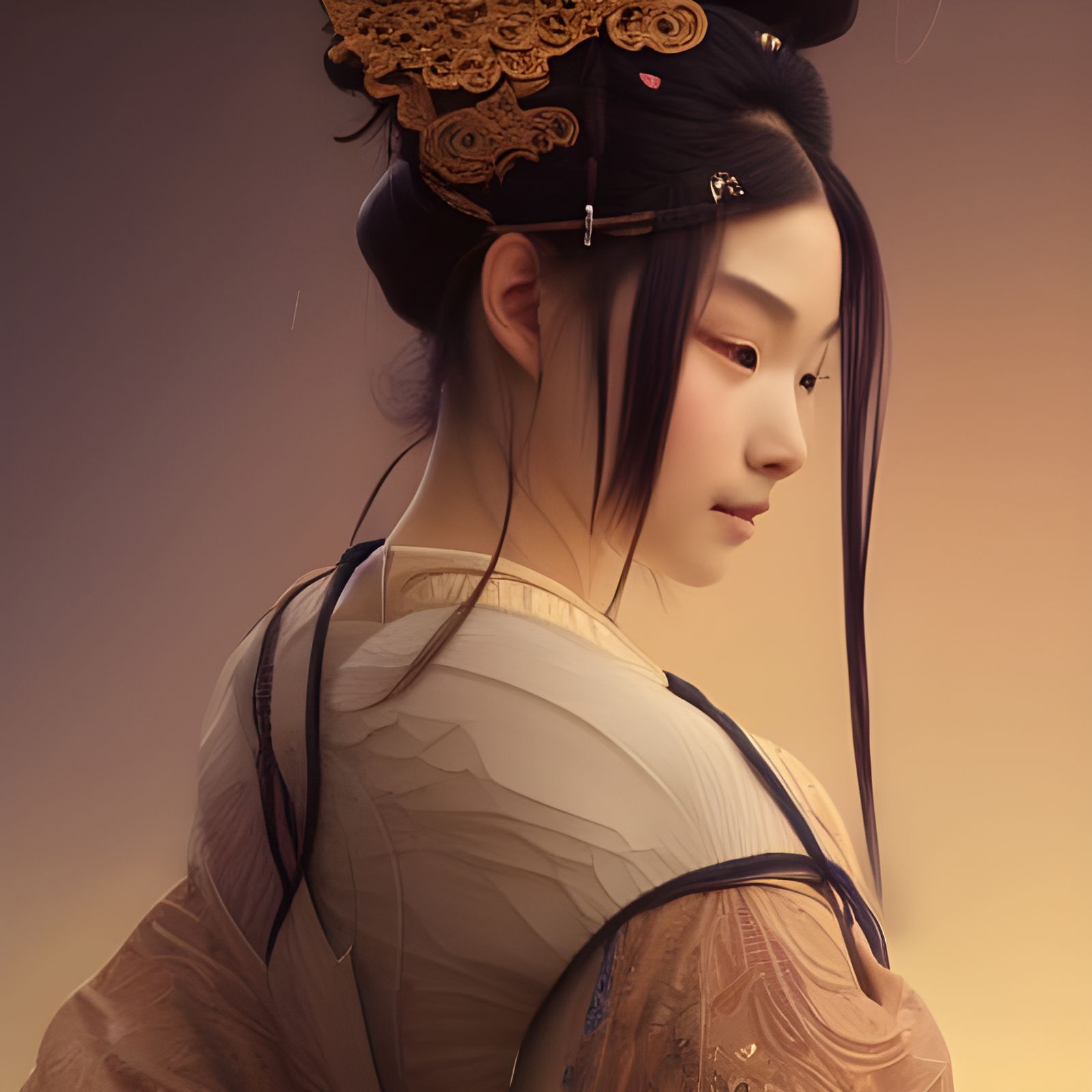 Silkpunk Samurai Princess Portrait in Hyperrealism