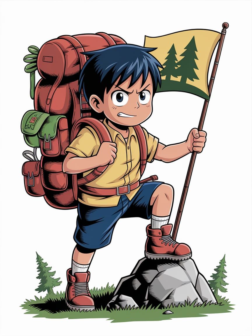 Anime Boy Conquers Nature with Camping Gear