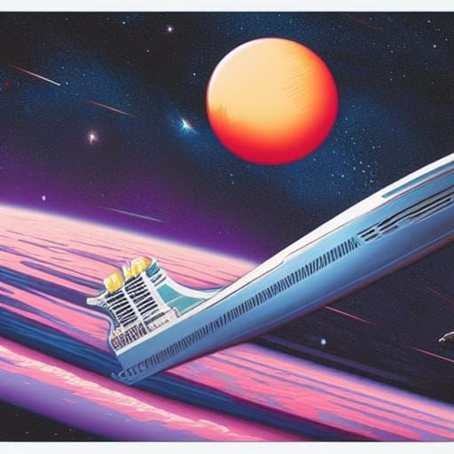 Cruiseship Soars Through Space: Comic Book Art