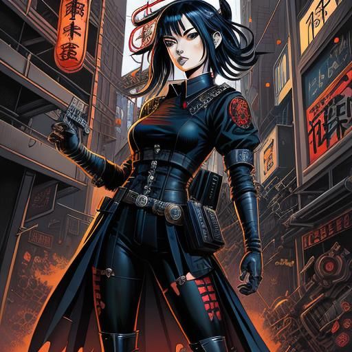 Gothic Japanese Industrial Girl Comic Book Art