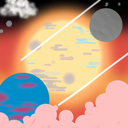 Colorful Geometric Sky with Planets in Klimt Style