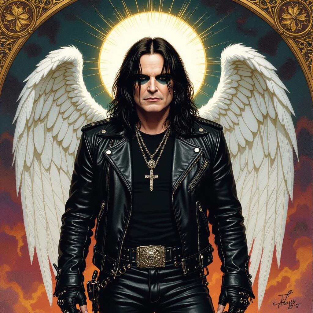 Ozzy Osborne as Archangel Gabriel in Gothic Art Style