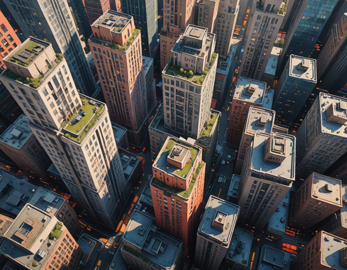 Dizzying Skyscraper View as Watercolor Painting