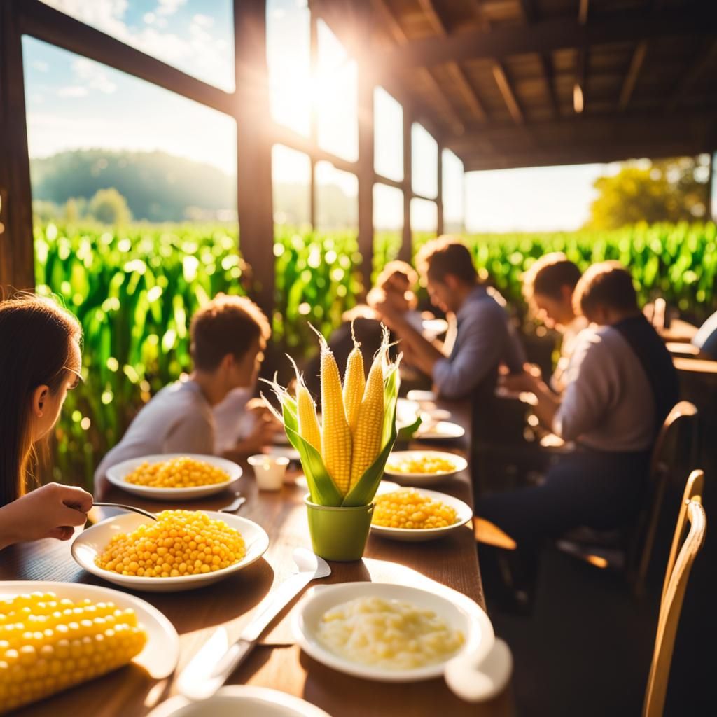 Corn and Humans Dining in Divine Light