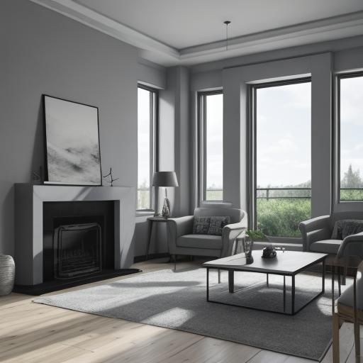 Monochromatic Interior: A Gray Home Rendered