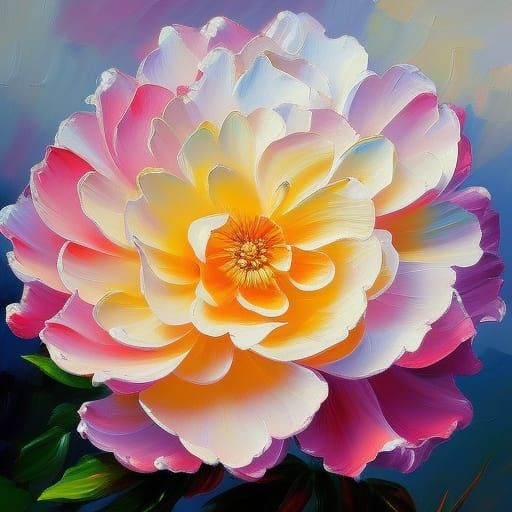 Beautiful Impasto Flower Oil Painting