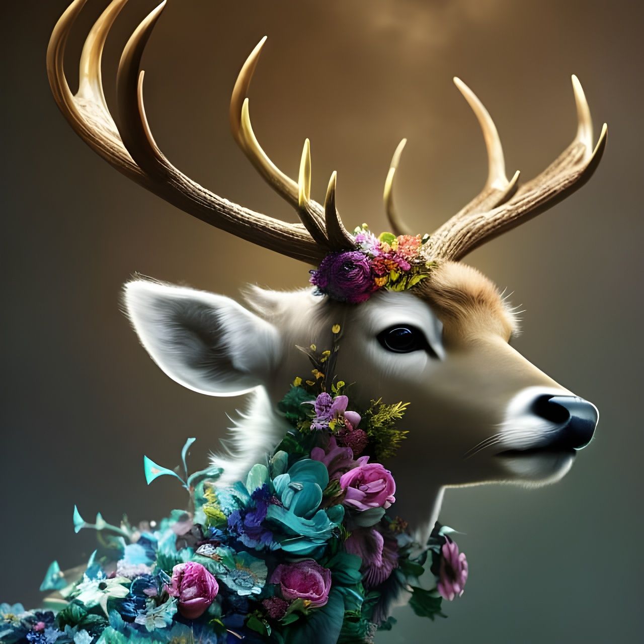 Fantastical Celestial Deer Digital Rendering