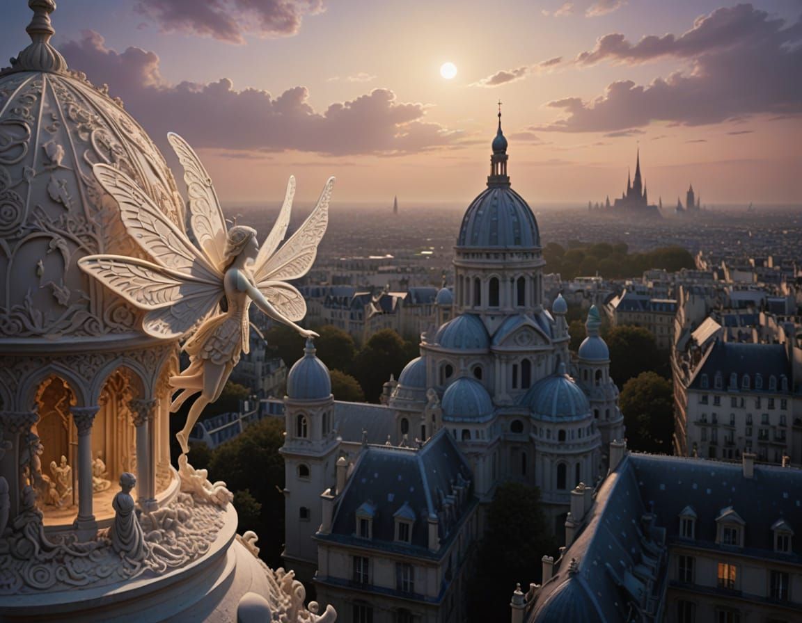 Ethereal Firefly in Parisian Twilight