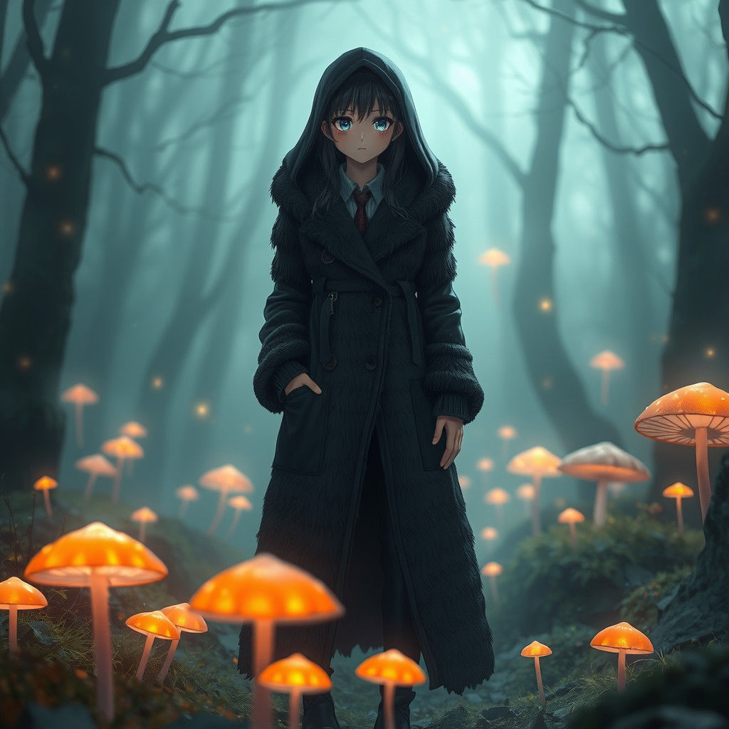 Emo Hermione in Mystical Forest, Anime Art Style