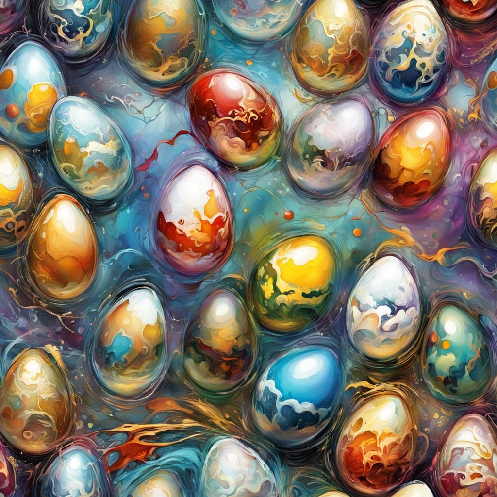 Surreal Egg Art in Bold Colors and Unconventional Patterns