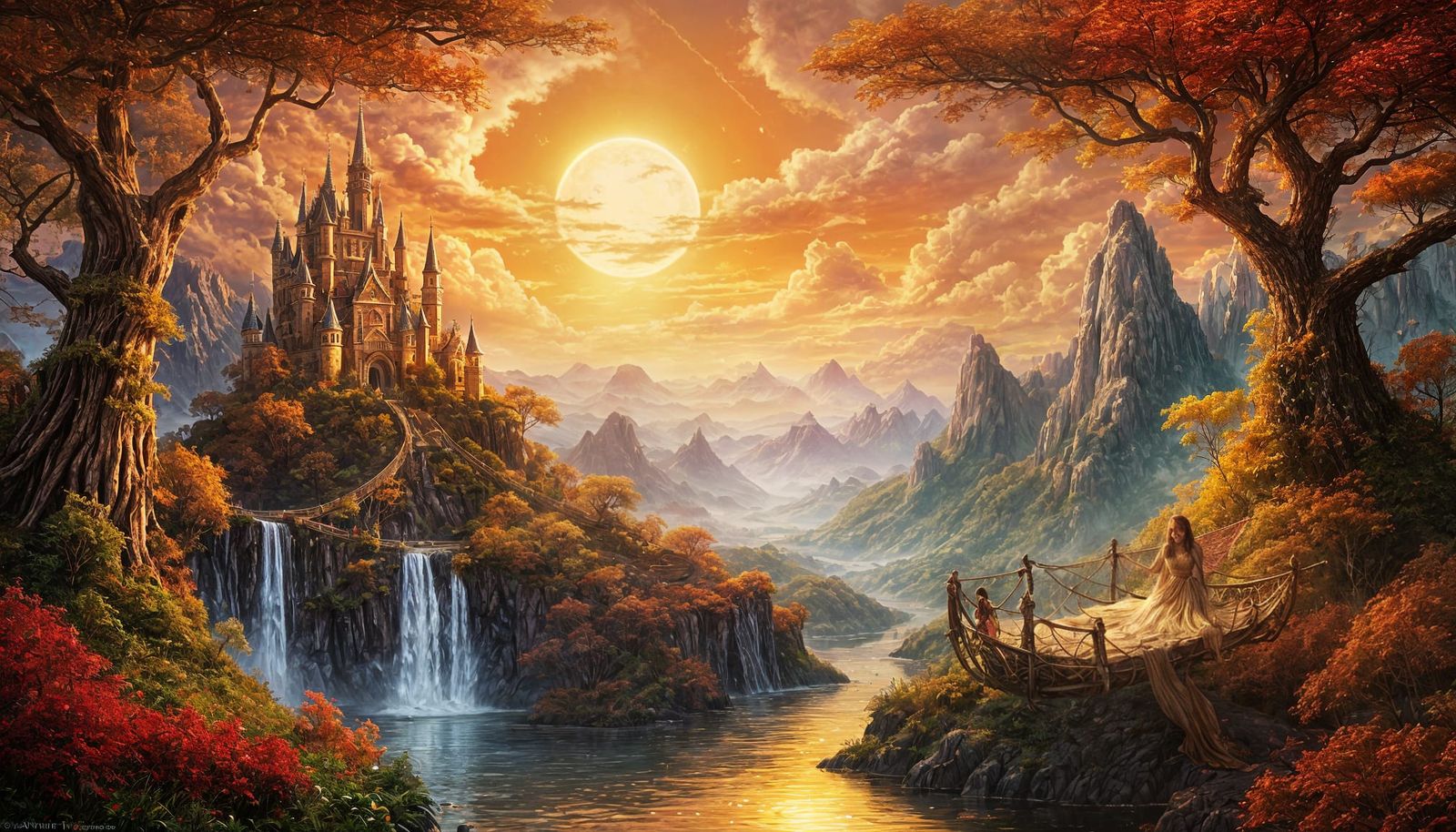 Fantasy Fairy Princess at Golden Hour Sunset