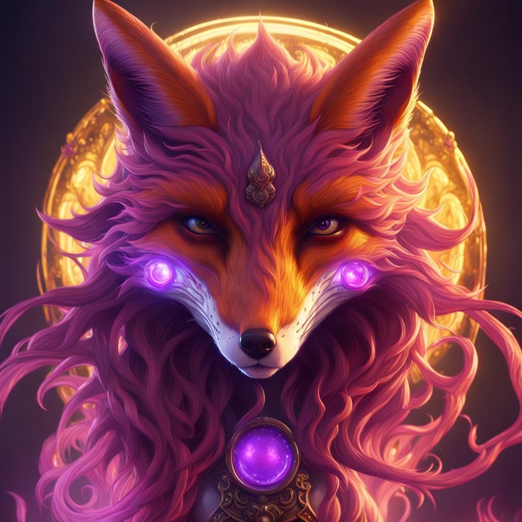 Crimson Fox in Dark Fantasy Style