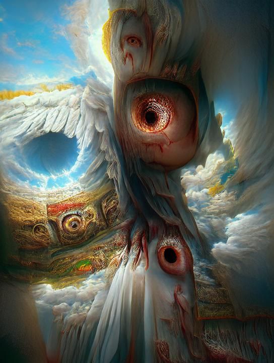 Biblical Horror: Angel's Eye in Psychedelic Style