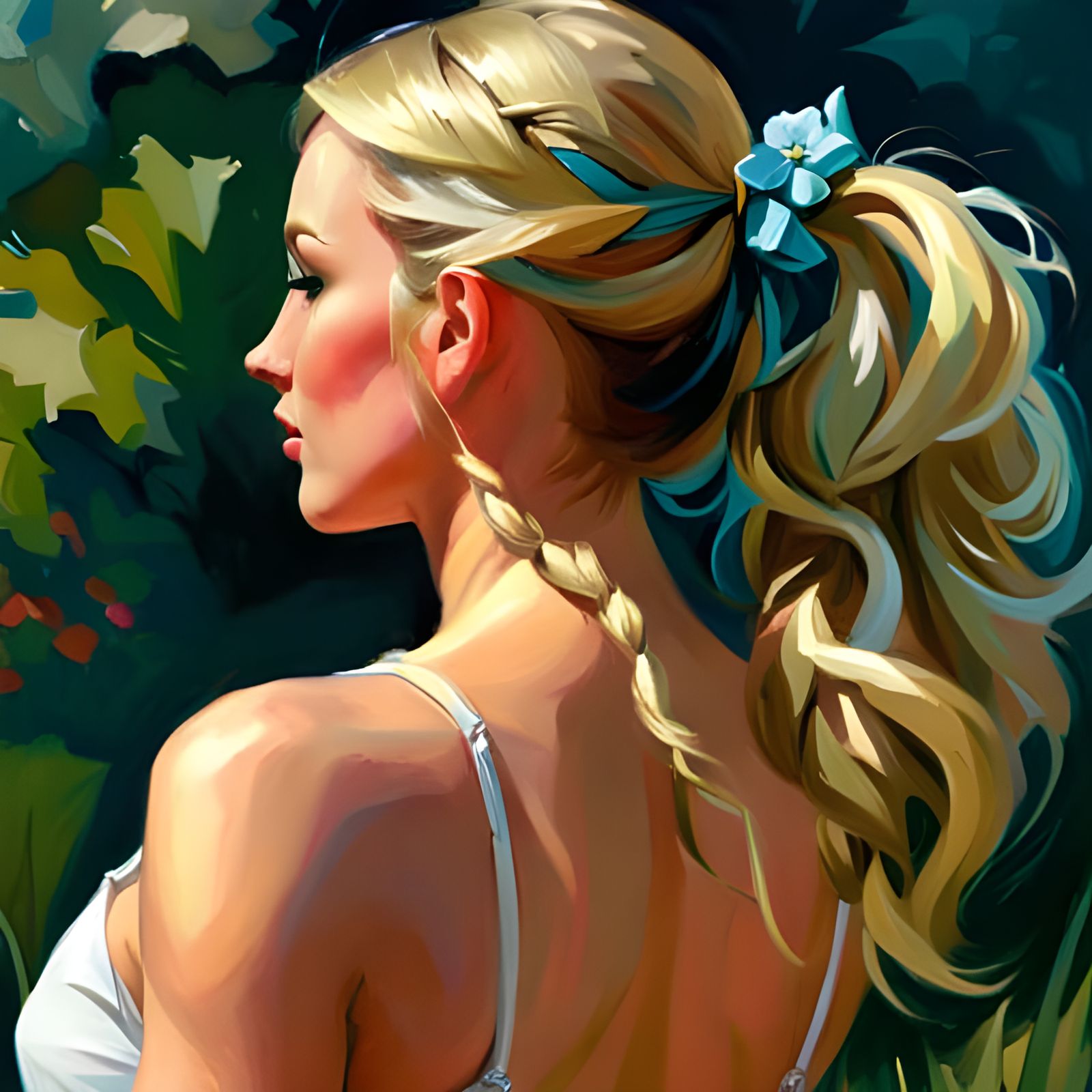 Gorgeous Blonde Woman Portrait in Fantasy Art Style