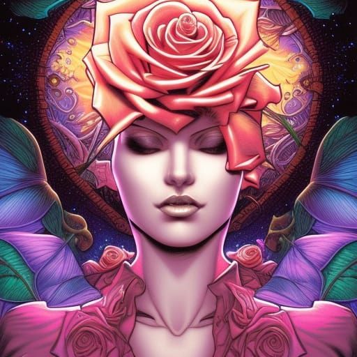 Rose in Comic Book Style Illustration