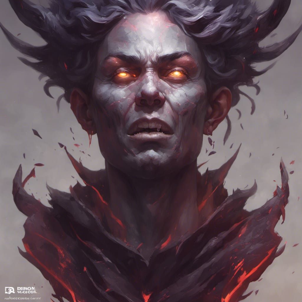 Hyperdetailed Demon Portrait in Striking Triadic Colors