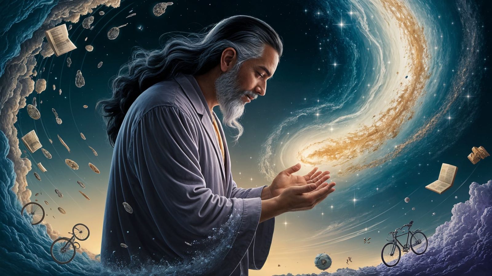 Cosmic Father Figure Holding the Universe