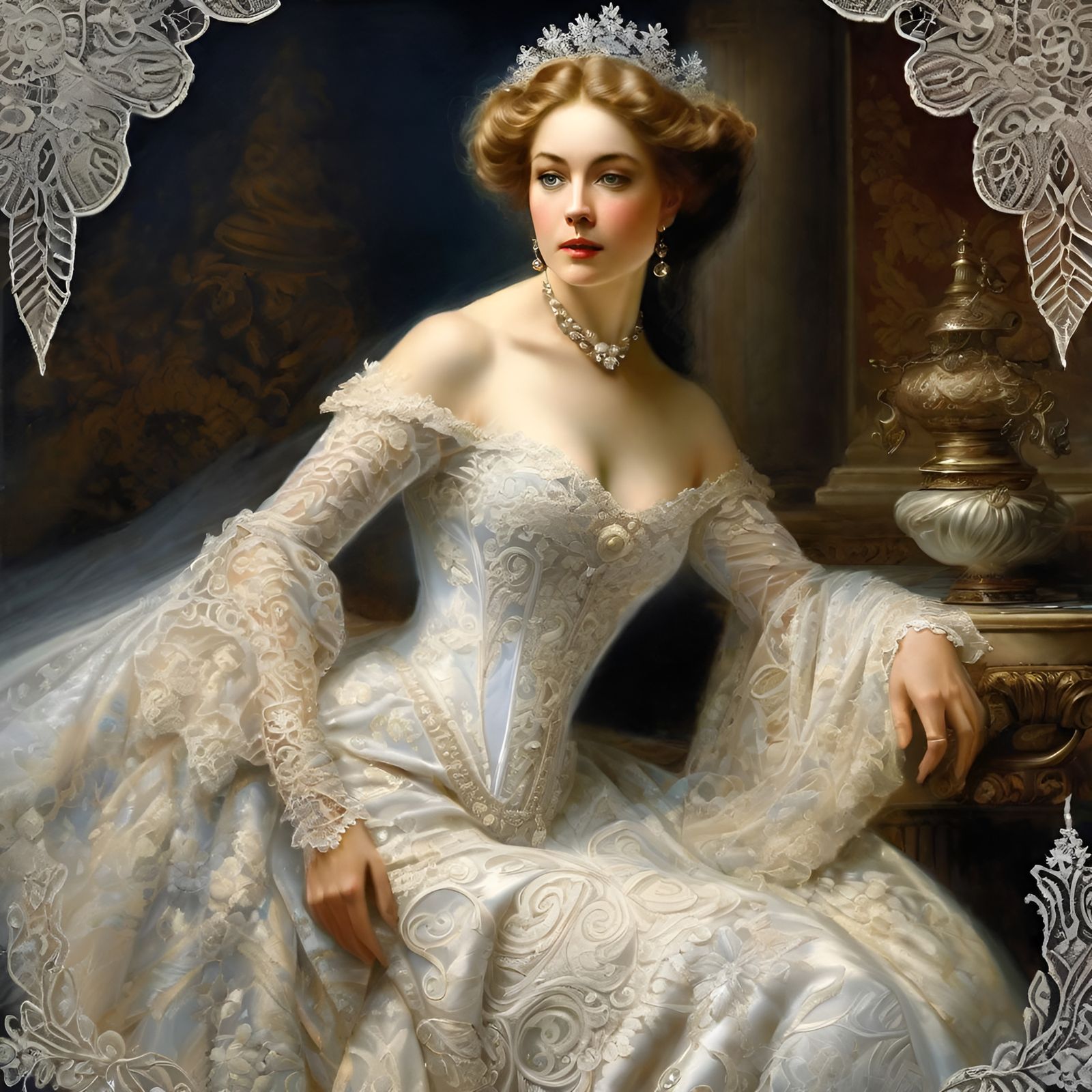 Lacy Woman in Embroidered Dress: Impressionistic Urban Maste...