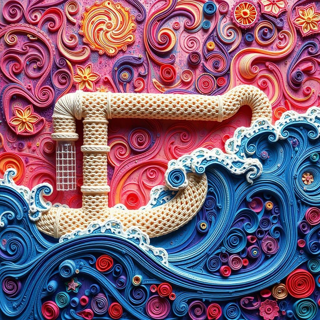 Crocheted Plumbing Pipes in Futuristic 3D Relief