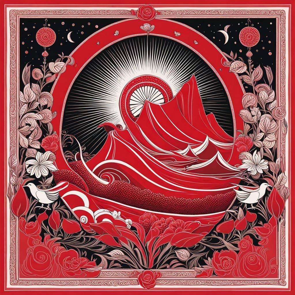 Minimalist Red Scene: A Peaceful AI Creation