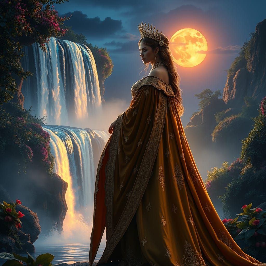 Regal Lady Amidst Iridescent Majesty