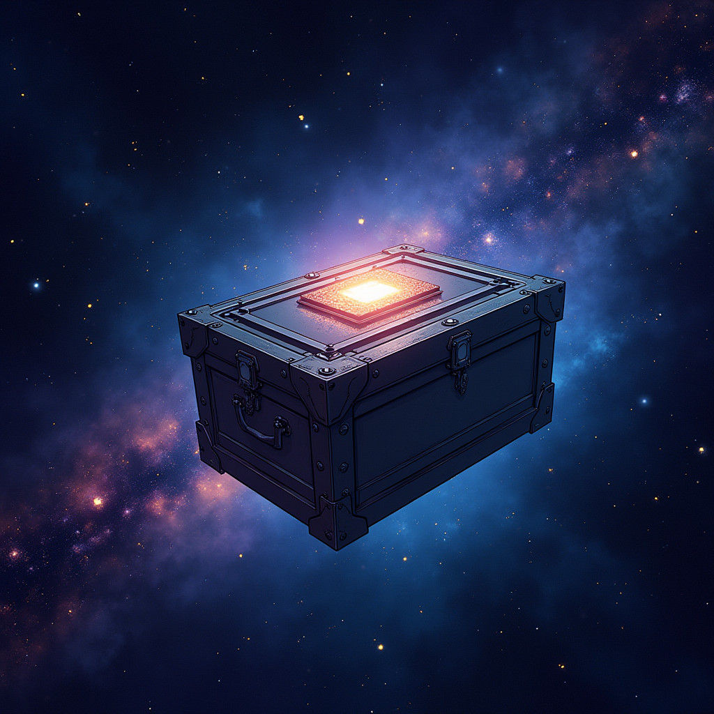 Quantum Box Drifting in Space: Comic Book Style