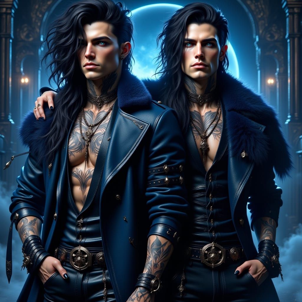 Gothic Twins Emerge from Shadows in Elegant Darkness