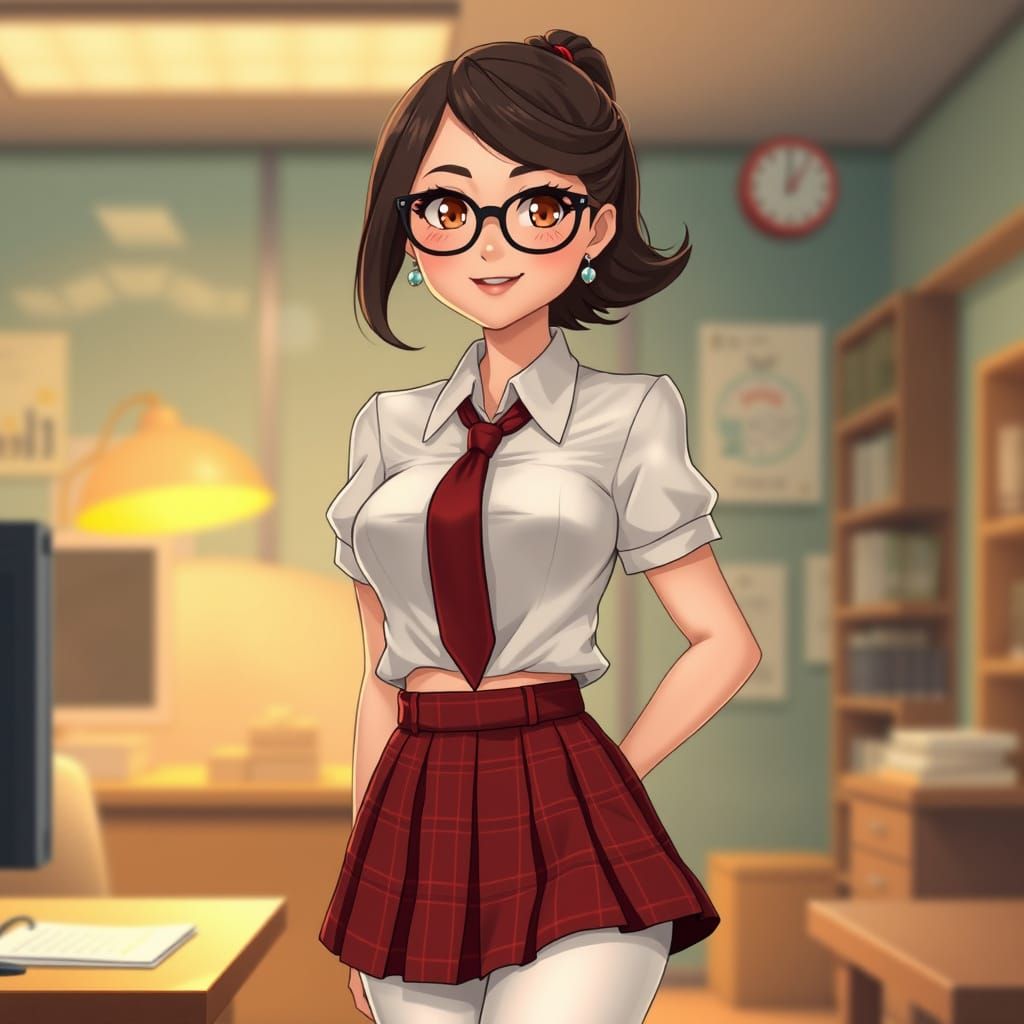 Retro-Style Office Cutie in Whimsical Work Attire