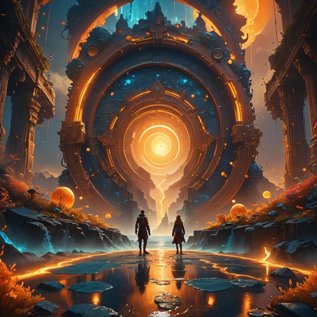 Mystical Portal in Vibrant Fantasy Landscape