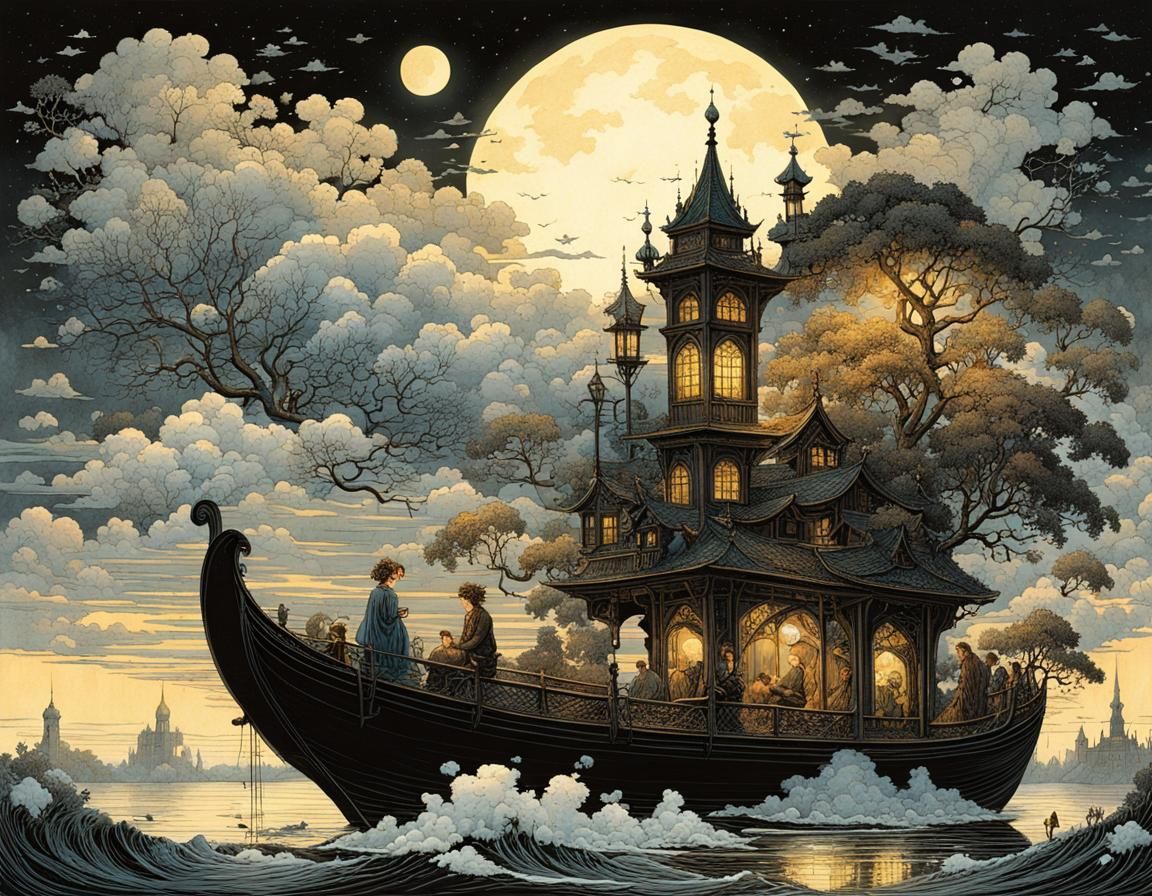 Surreal Evening Love Song with Ornamental Clouds