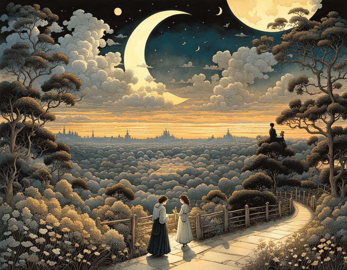 Whispers of Evening Love Under Ornate Skies