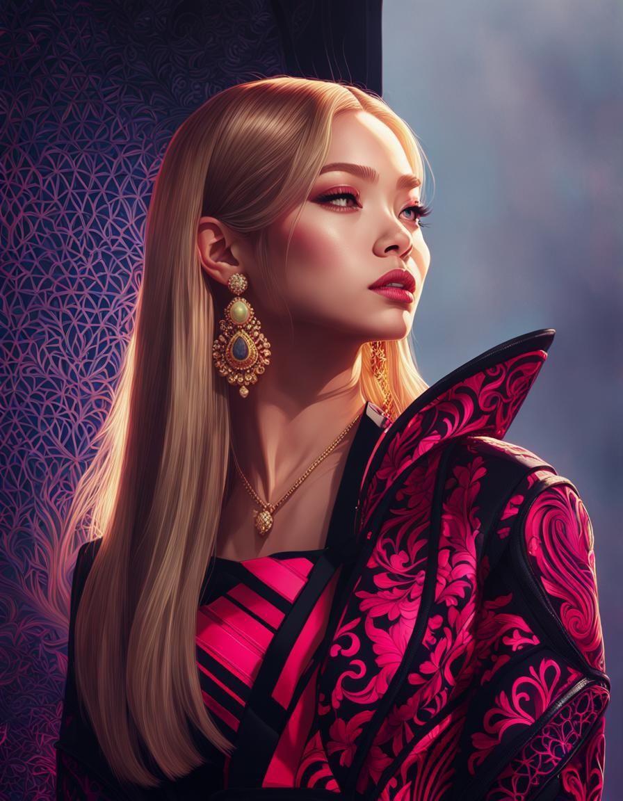 Jennie from Blackpink Portrait in Digital Painting Style