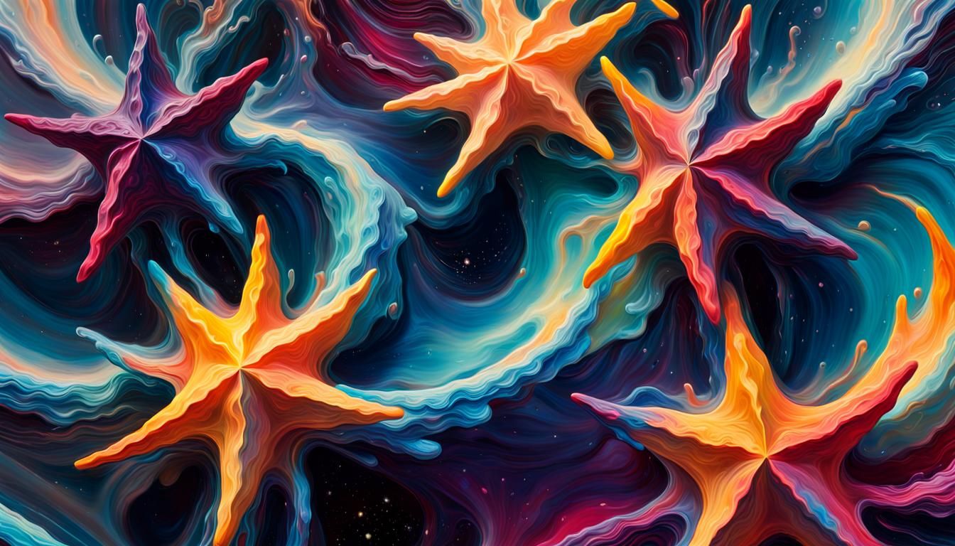 Swirling Celestial Stars in Impasto Oil Paint