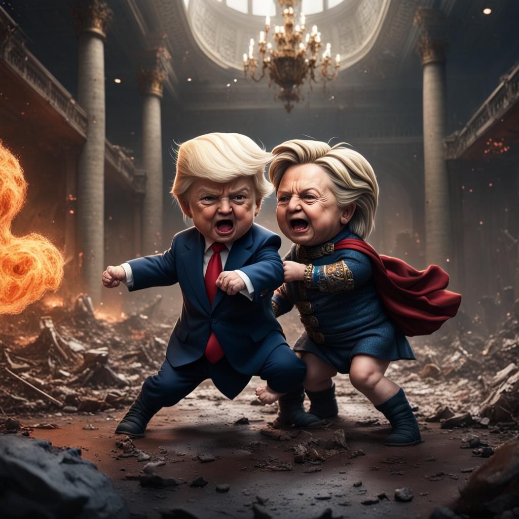 Baby Trump vs Baby Hillary: Detailed Matte Painting