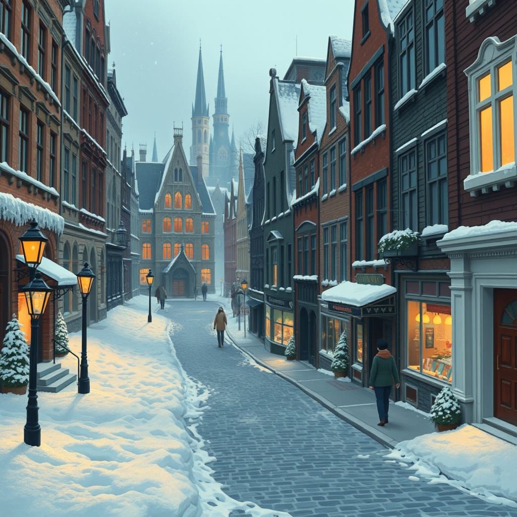 Whimsical Winter Scene of Quebec City