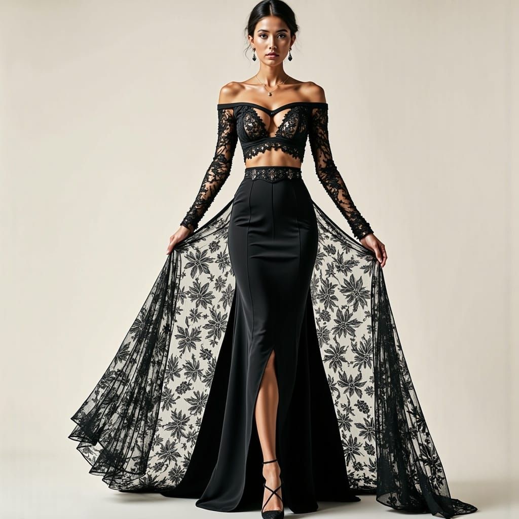 Elegant Evening Gown with Hourglass Cutout