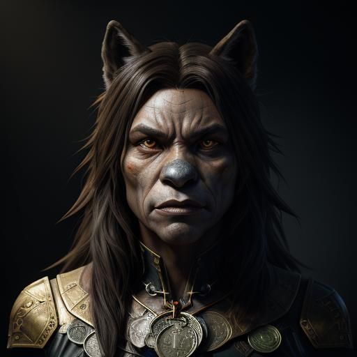 Werewolf Counting Money: Hyperdetailed Digital Portrait