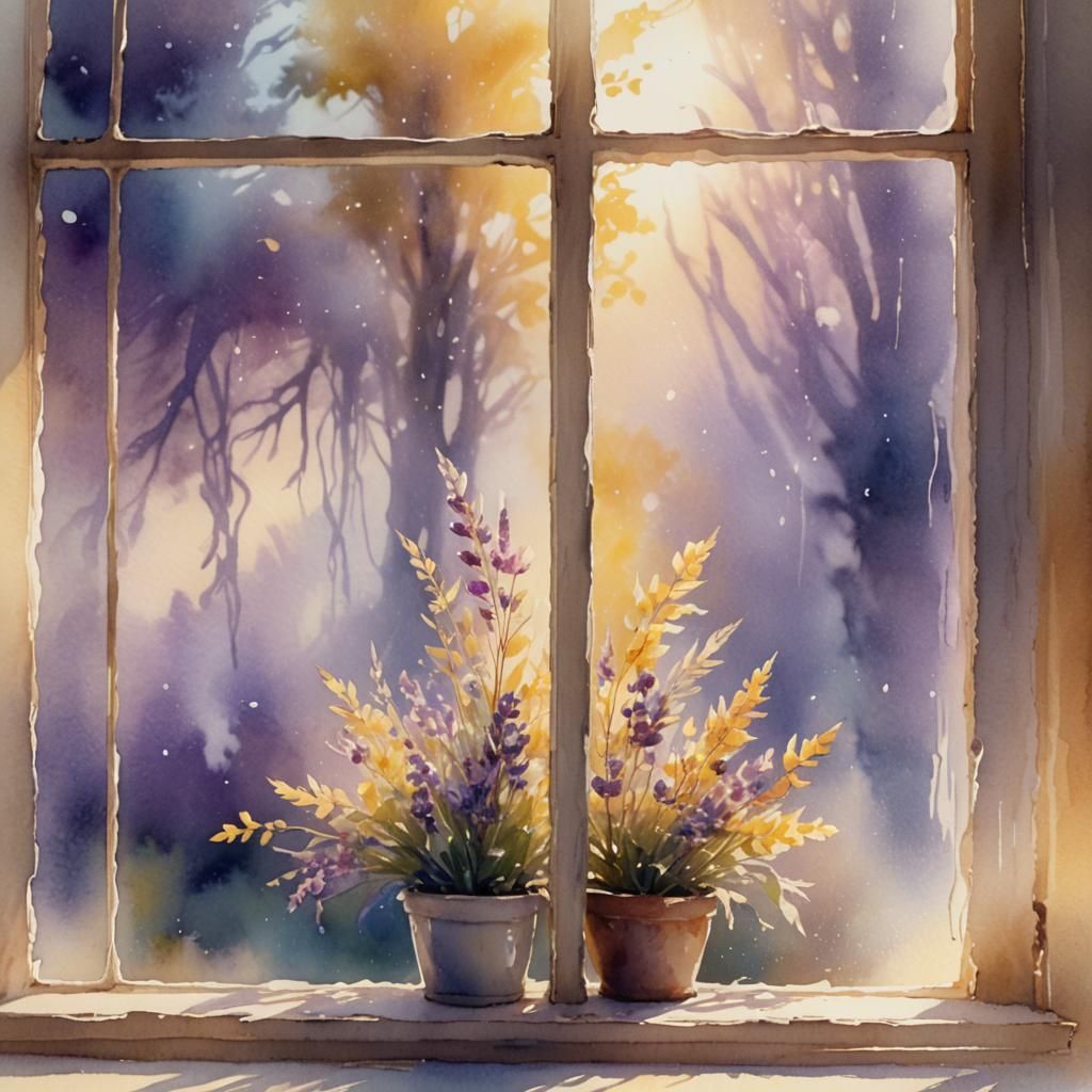 Sunlit Window in Watercolor Concept Art