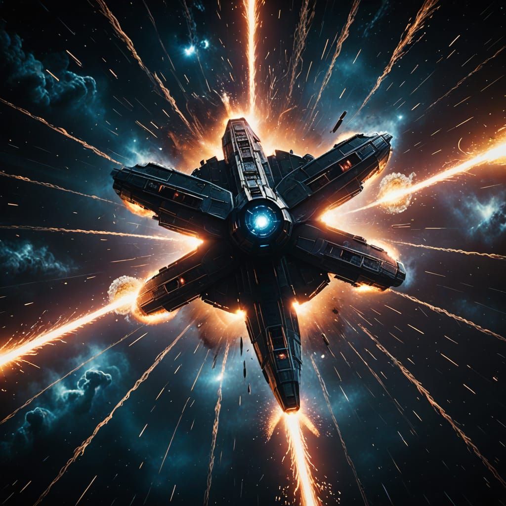 Epic Space Battle in a Dark and Starry Universe