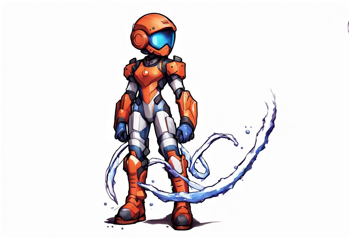 Futuristic Anime Character in Combat Suit: Digital Illustrat...
