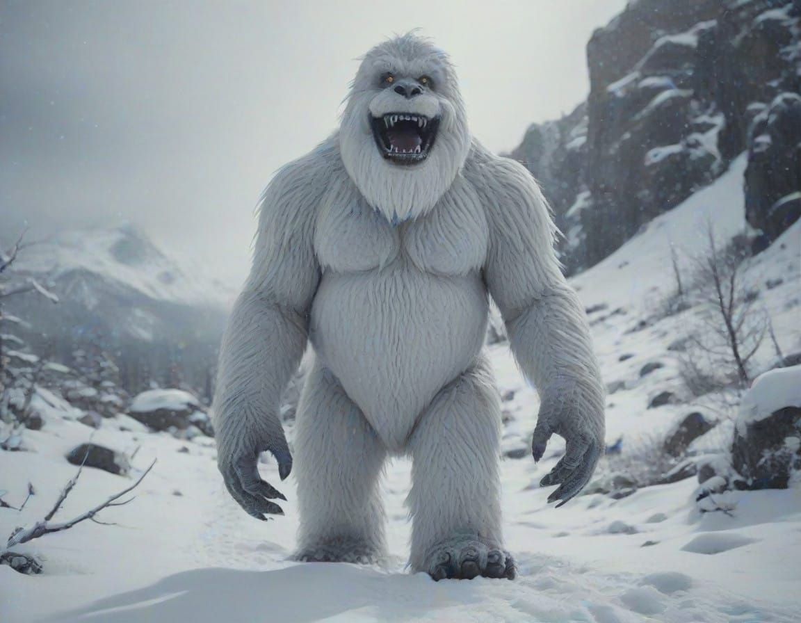 Epic Cinematic Portrait of the Abominable Snowman in the Mou...