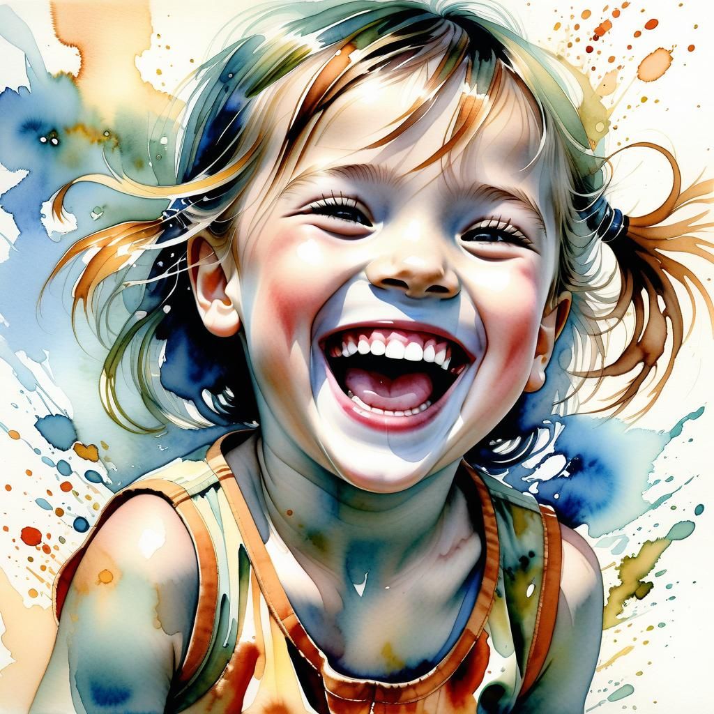 Cute little girl laughing out loud