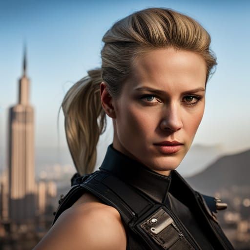 Hyperrealistic Portrait of Woman Loading Glock