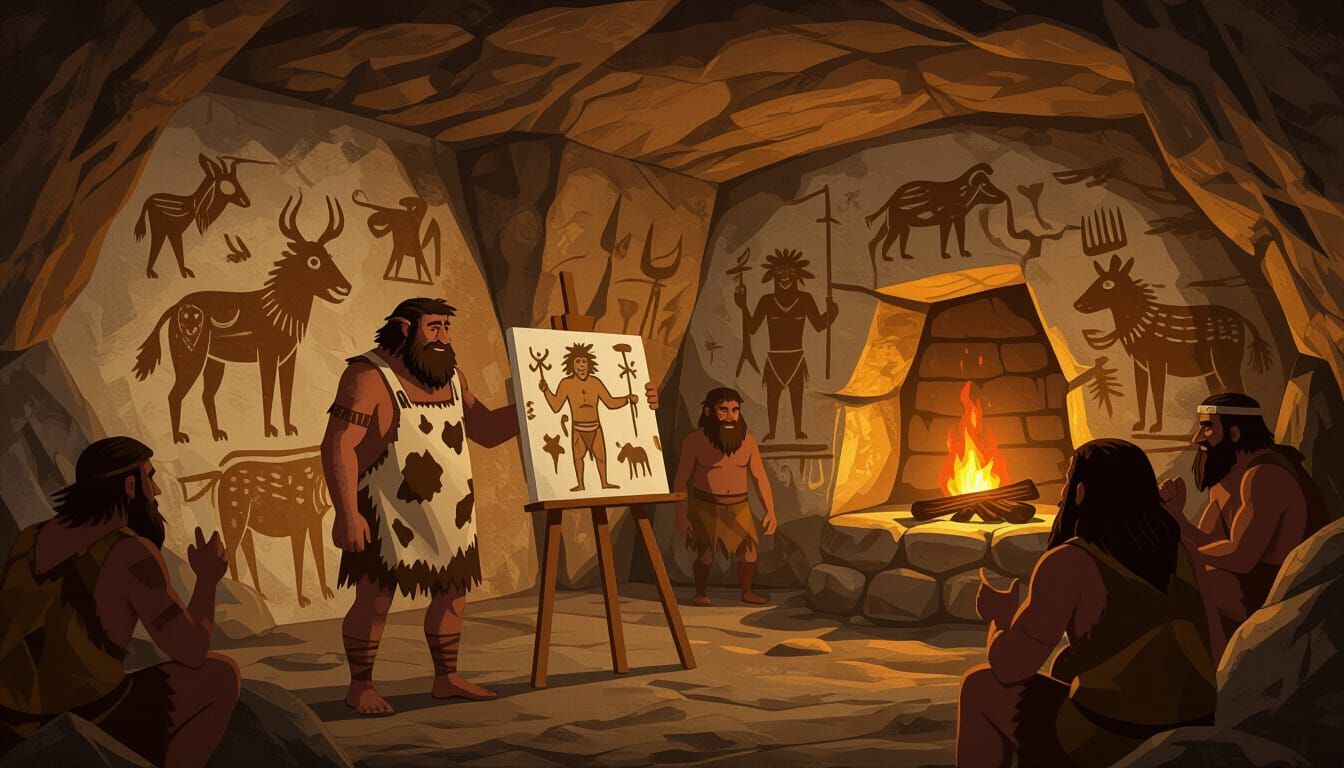 Cave Person Unveils First Cave Painting in Stone Age Gallery