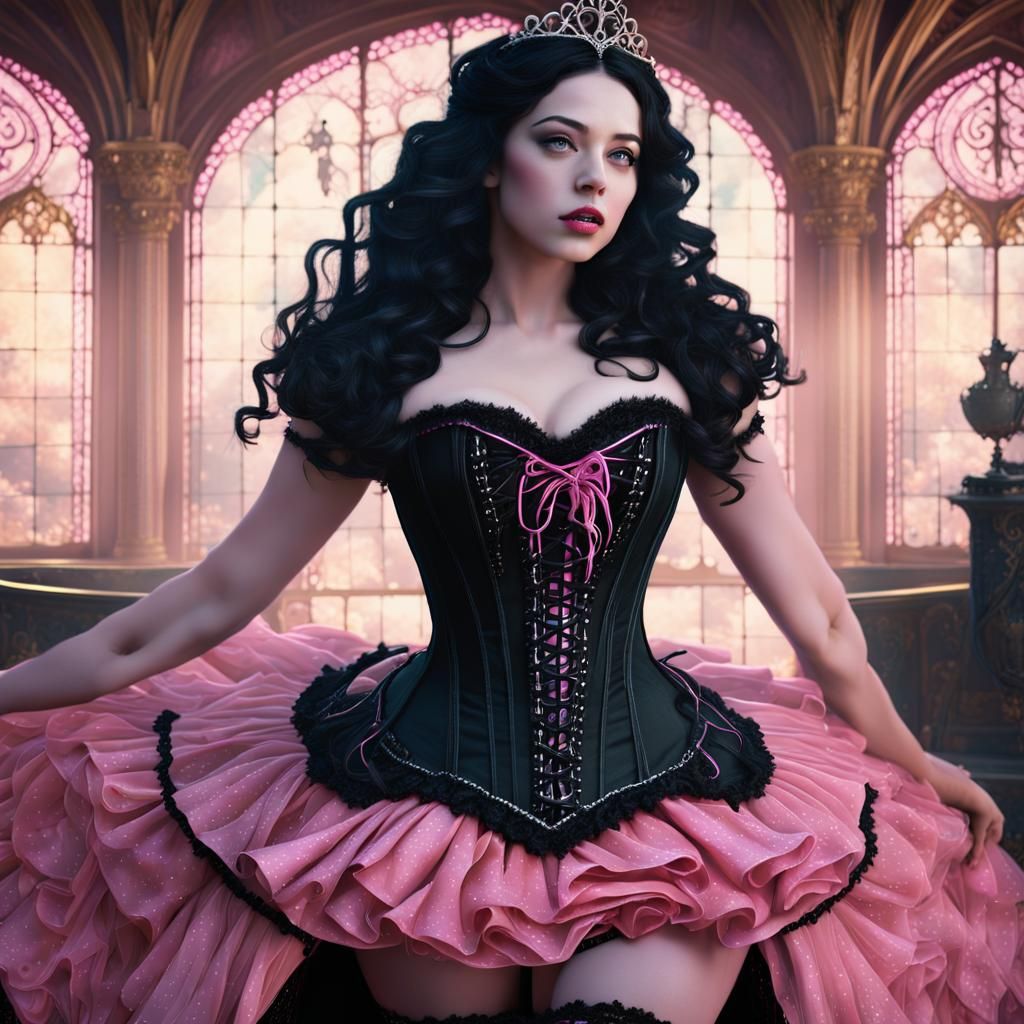 Gothic Fairytale Aurora: Detailed Matte Painting