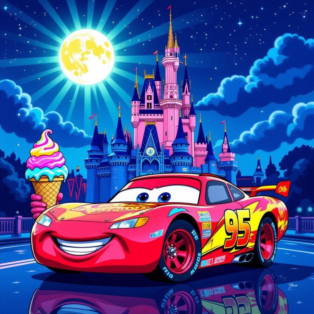 Gangsta Lightning McQueen with Castle and Moonbeam Ice Cream