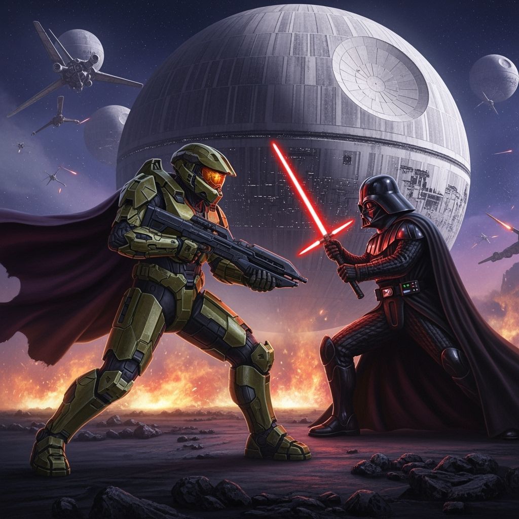 Master Chief Battles Darth Vader Outside Death Star