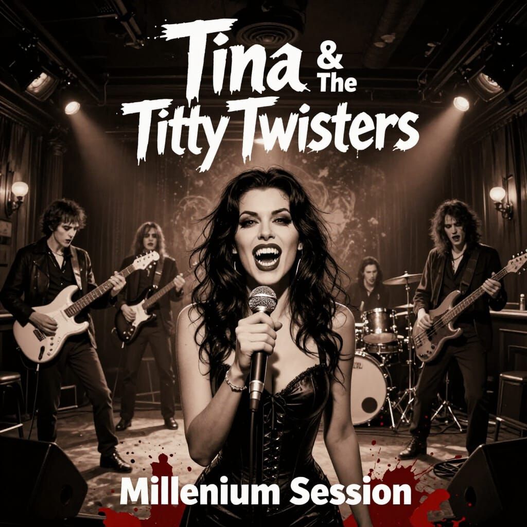 Vampire Band LP Cover Art in 90s Movie Style