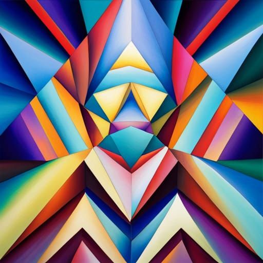 Abstract Cubism with Crystalline Symmetry and Volumetric Lig...